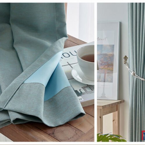 Rèm Vải Màu Xanh Bạc Hà Mint Blue 01