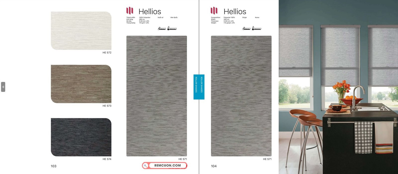 Rèm Cuốn Modero Floral Hellios